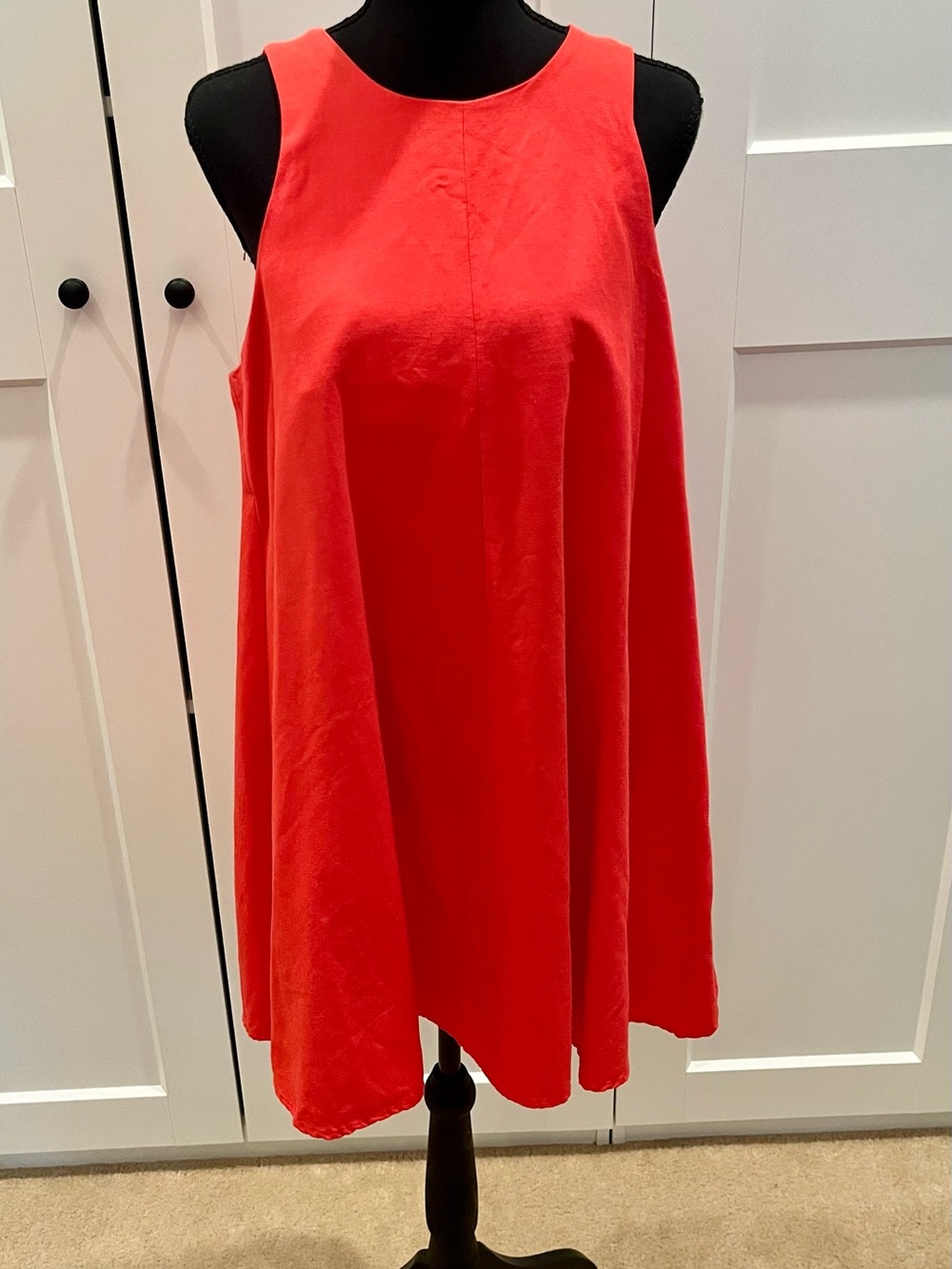 Zara Red Sleeveless Swing Dress with Relaxed Fit Colorful Summer Minimalist L